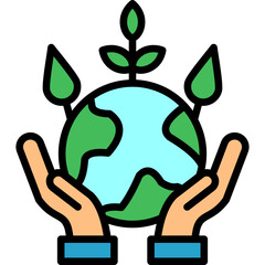 Save The Planet lineal color icon