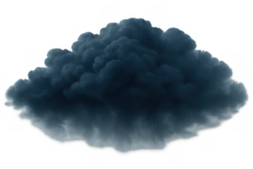 Dark storm cloud forming, bringing severe weather, rain, and thunderstorm, with transparent background for design elements