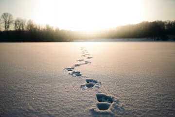 Footprints in the snow field