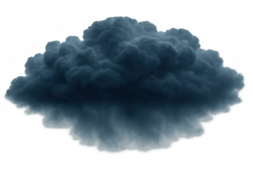Dark storm cloud bringing heavy rain and dramatic weather, with a transparent background for easy overlaying