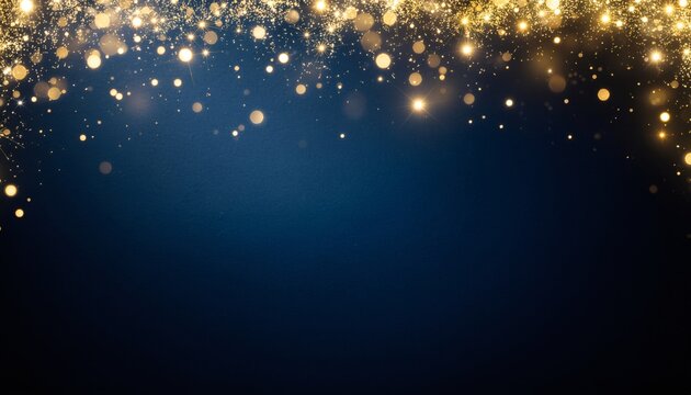 Firefly Cinematic luxury background with dark navy depths and golden sparkling light effects creating magical atmosphere