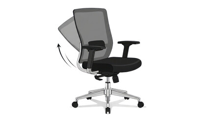 Modern ergonomic office chair isolated on transparent background detailed design