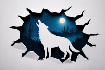 Wolf howling at the moon