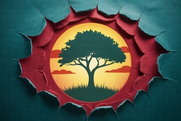 Tree silhouette art illustration