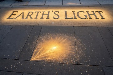 Glowing light sculpture embedded in stone pavement outdoor
