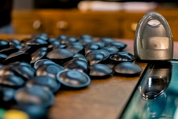 Anti-theft sensors used in clothing stores.