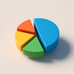 Obraz premium Clean 3D pie chart floating on a plain surface with soft shadows