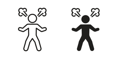 Angry human icon concept outline symbol design. Simple element illustration.