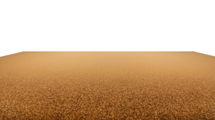 Expansive barren landscape of fine, uniformly textured sand or soil in warm brown tones on transparent background