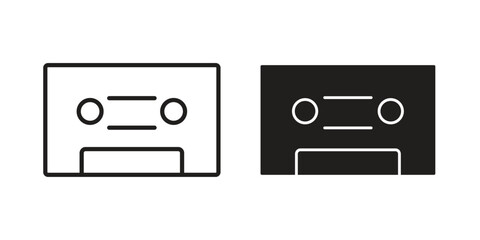 Cassette tape icon concept outline symbol design. Simple element illustration.