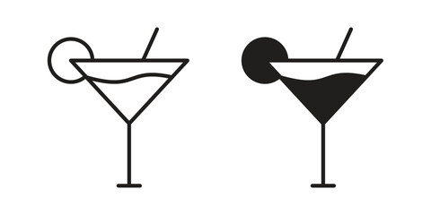Cocktail icon concept outline symbol design. Simple element illustration.