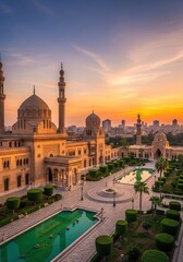 Obraz premium Breathtaking Mohamed Ali Mosque at sunset in Cairo, Egypt, travel