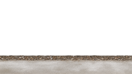 Gravel pathway leading to a distant road with a transparent background