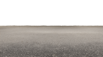Endless asphalt road with scattered puddles and a distant horizon, transparent background