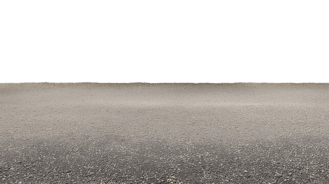 Endless asphalt road with scattered puddles and a distant horizon, transparent background