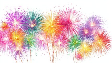 Festive Celebration with Colorful Fireworks Display on White Background for Events and Special Occasions
