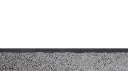 Close-up of asphalt or concrete road surface with transparent background