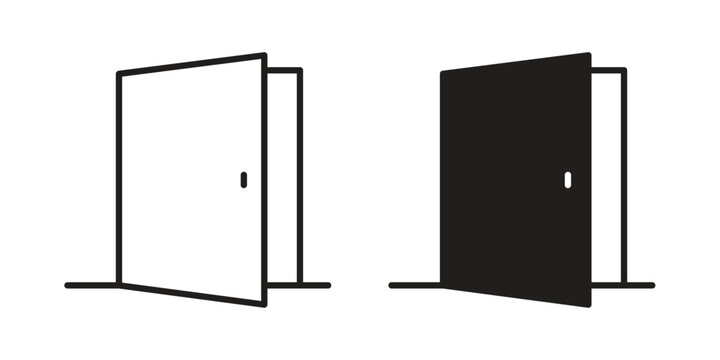 Door icon concept outline symbol design. Simple element illustration.