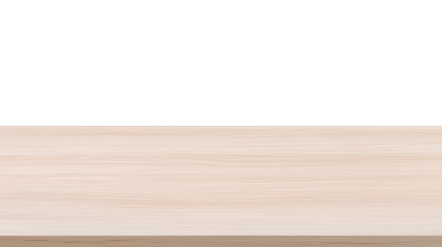 Tranquil sunlit shoreline with fine light-colored sand and pale blue sky on transparent background