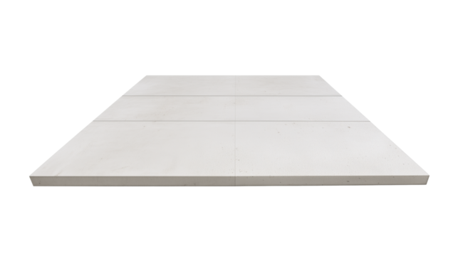 Sleek rectangular concrete slab with a minimalist geometric aesthetic on transparent background