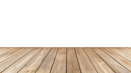 Minimalist wooden floor with light brown parallel floorboards on transparent background
