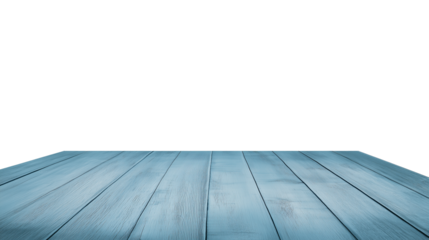 Minimalist light blue wooden floor with parallel planks and subtle shadows on transparent background