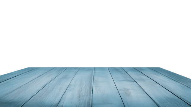 Minimalist light blue wooden floor with parallel planks and subtle shadows on transparent background