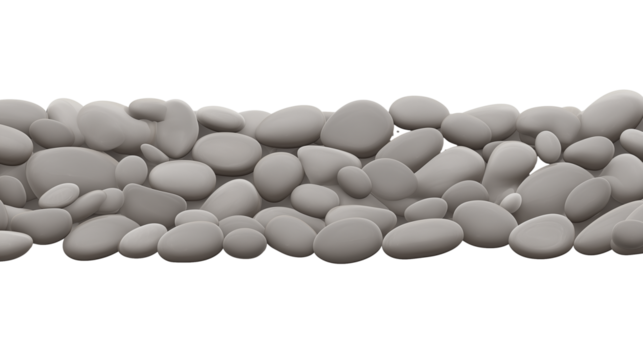 Collection of smooth rounded stones on transparent background