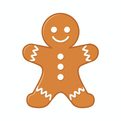 Classic gingerbread man cookie with white icing details, a sweet and festive holiday treat, isolated on a white background.
