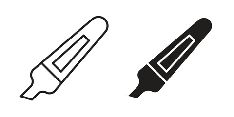 Highlighter icon concept outline symbol design. Simple element illustration.