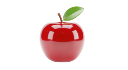 3D Apple Icon Glossy Style on Clean White Background   PNG Clean