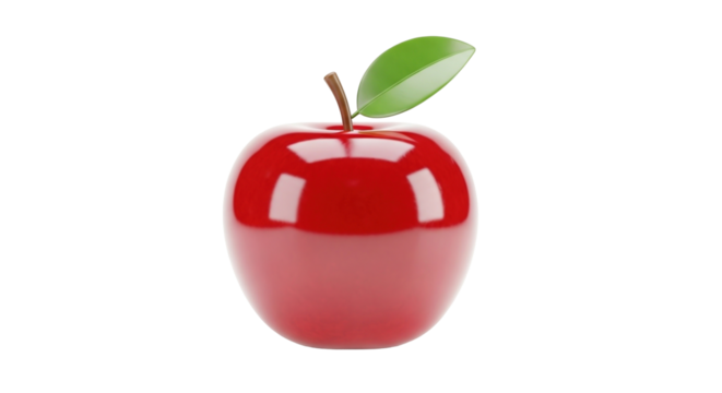 3D Apple Icon Glossy Style on Clean White Background   PNG Clean