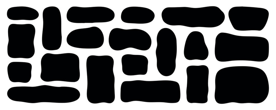 Organic frame, wavy text box and hand drawn  irregular shapes doodle. Abstract geometric doodle border. Empty fluid form. Vector illustration isolated on white background.