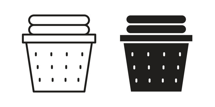 Laundry basket icon concept outline symbol design. Simple element illustration.
