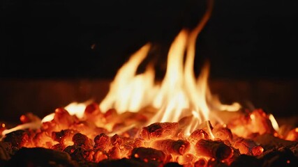 Dynamic scene showcasing glowing embers and lively flames creating intense warmth and fiery visual appeal for dramatic effects.