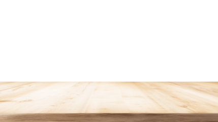 Close-up of smooth polished wooden surface with light natural grain pattern on transparent background