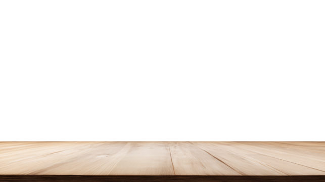 Smooth light-toned wooden tabletop with visible grain patterns on transparent background