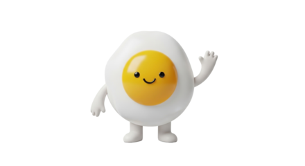 3D Breakfast Egg Icon in Cartoon 3D Style on White Background  PNG Clean