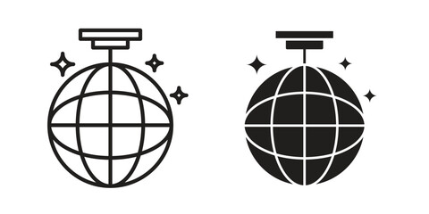 Mirror ball icon concept outline symbol design. Simple element illustration.