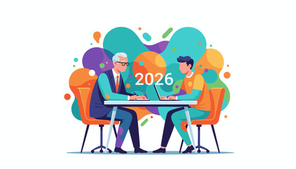 Strategy session Two colleagues working toward goals for 2026