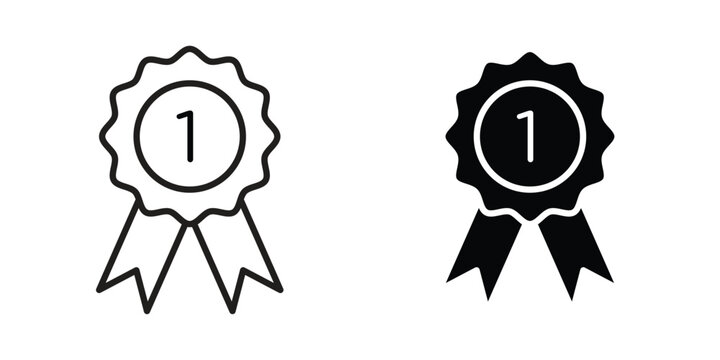 Number one medal icon concept outline symbol design. Simple element illustration.
