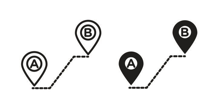 Path A to B icon concept outline symbol design. Simple element illustration.