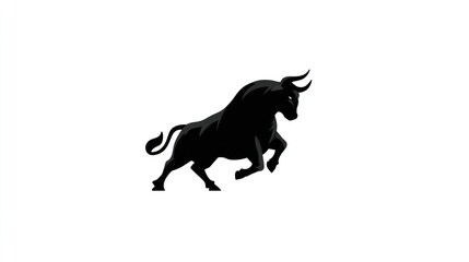 Powerful Black Bull Silhouette Graphic Design Icon. Dynamic Charging Taurus Symbol for Strength, Power, and Determination.