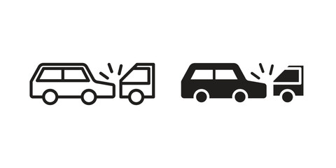 Rear end collision icon concept outline symbol design. Simple element illustration.