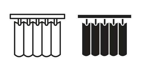 Shower curtain icon concept outline symbol design. Simple element illustration.