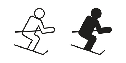 Skii icon concept outline symbol design. Simple element illustration.