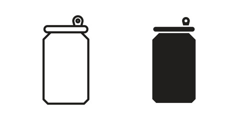 Soda can icon concept outline symbol design. Simple element illustration.