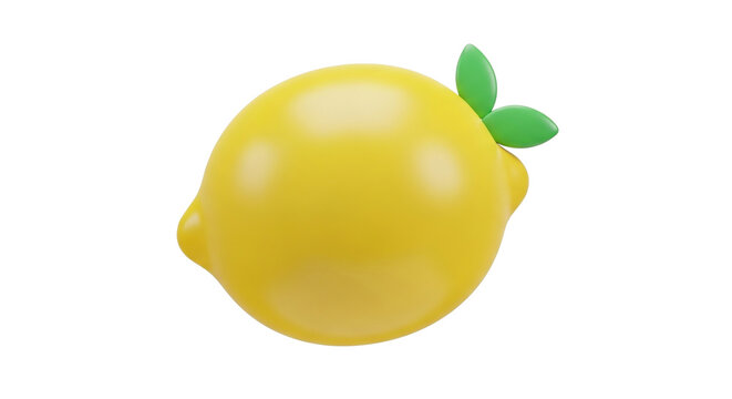 3D Lemon Icon Clean Rounded Render on White Background   PNG Clean