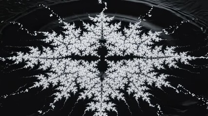 Water Drop Creates Fractal Pattern in Slow Motion, Black Background - Powered by Adobe
