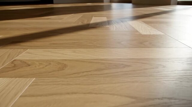 Polished Hardwood Flooring with Sunlight Shadow